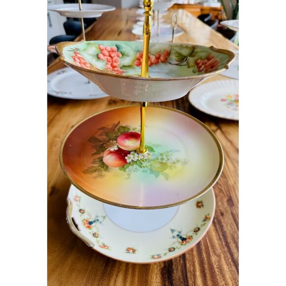 Three-Tier Dessert Stand | Vintage China Cupcake‎ Stand | Wedding Décor - Picture 1 of 6